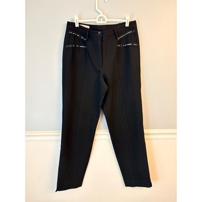 BASLER Womens Black Straight Leg Trousers Contrast Stitching Pants