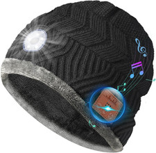 Bluetooth Beanie with a Light, Rechargeable Hat with 4 LED Headlamp Headphones