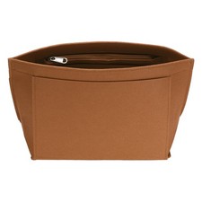 Purse Organizer Insert, Medium Felt Handbag Organizer with Zipper, Brown