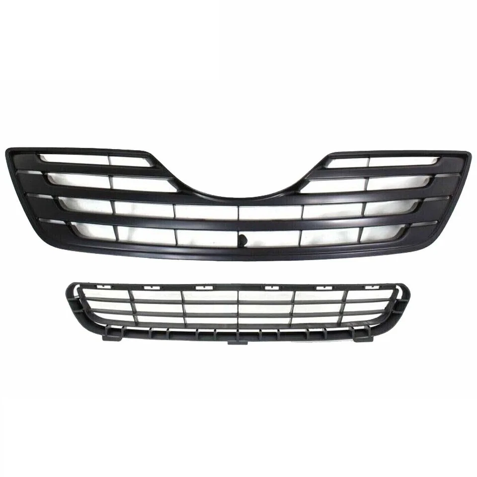 Fits 2007-2009 Toyota Camry New Front Bumper Upper Lower Grille Black Set of 2 Foto 2 de 4