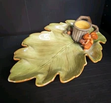 Grasslands Road Leaf Squirrel Acorn Ceramic Serving Dish New Autumn Fall