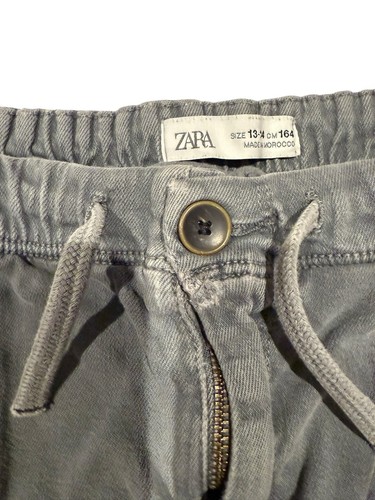 Zara Jogger Pants Drawstring Gray Slim Straight Unisex Kids Size 12-14 24x26 GUC - Picture 4 of 11