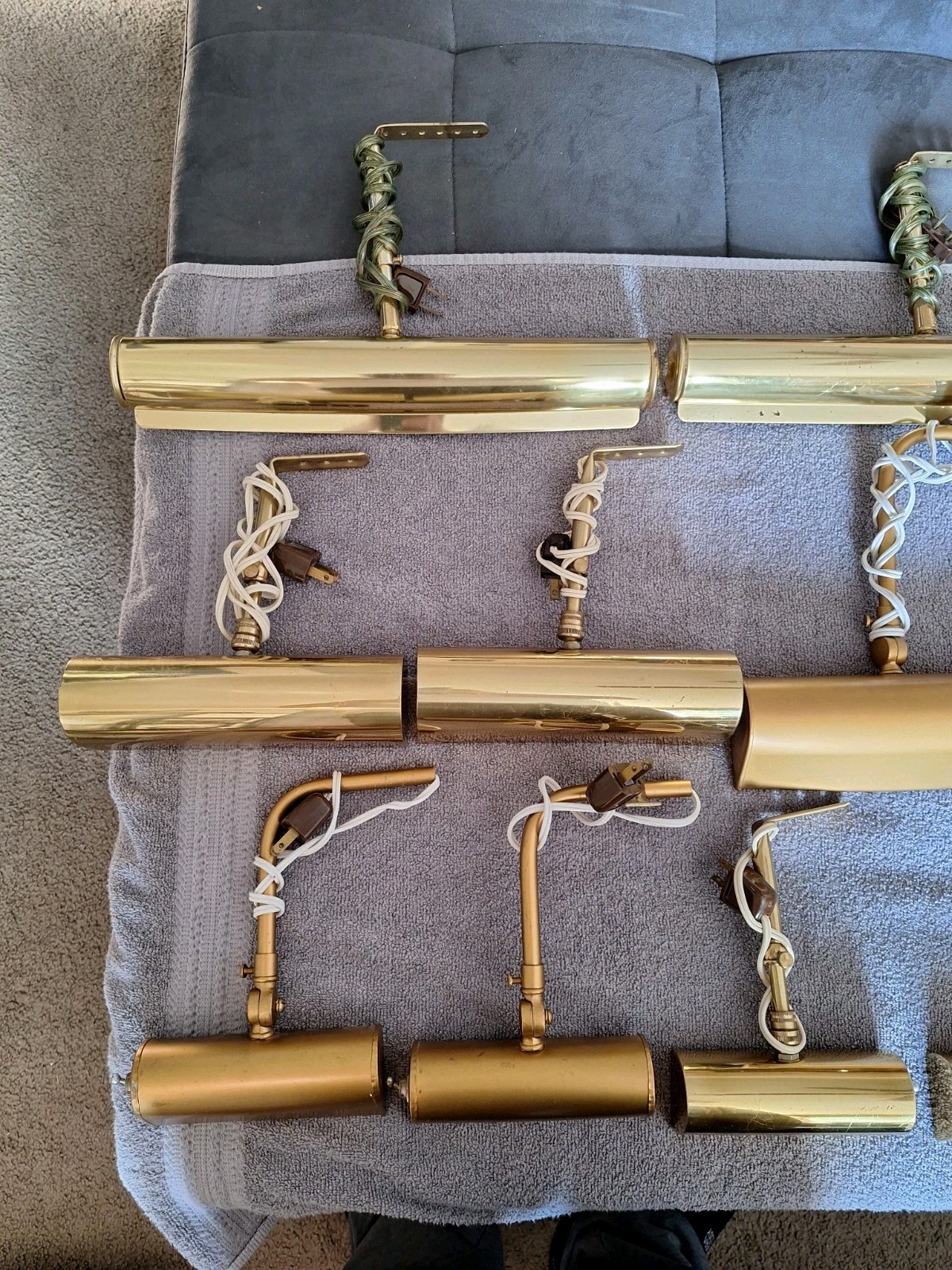 Vintage Brass Pictures Light Lot 10 Lights