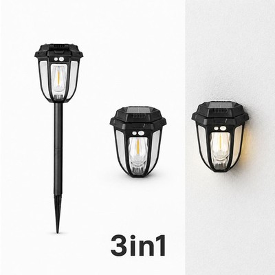 Spectrum LED Solar Tischleuchte Wandleuchte Erdspieß 3in1 IP44 1W warmweiß 2700K