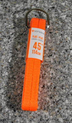 1 pair Sof Sole Athletic Flat Shoe Laces, 45'', Neon Orange, New - FAST SHIP