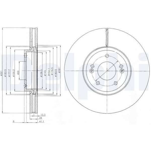 2X Bremsscheibe Delphi BG9056C FüR Hyundai KIA Sorento FÉ XM Santa CM 2 3 DM DMA-image