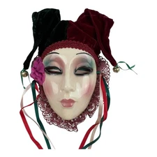 Vintage Clay Art San Francisco Ceramic Wall Mask Jester Mardi Gras