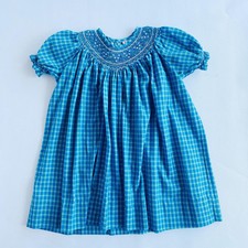 G-Orient Expressed, 2Y, s/s cotton smock dress Blue/White Flowers 