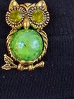 Lot Of 4 Owl Themed Mixed Jewelry Egg Shaped Pendant Necklace + Green Art Glass  — photo 8