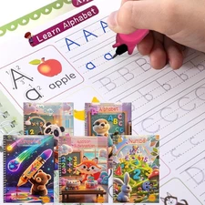 Magic Grooved Writing Practice Books with Pens,Large Handwriting Practice... 