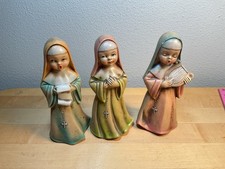 Vintage Set Of 3 Norcrest Chalkware Figurines Singing Nuns in Habits