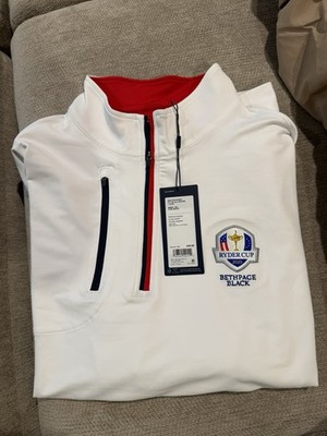 Walter Hagen Men's 2025 Golf XXL Ryder Cup Quarter 1/4 Zip White Bethpage Black