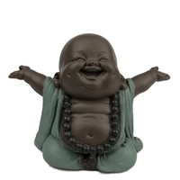 Buddha Statue 9Cm GrüN Braun - GlüCksbringer Zen Deko Feng Shui
