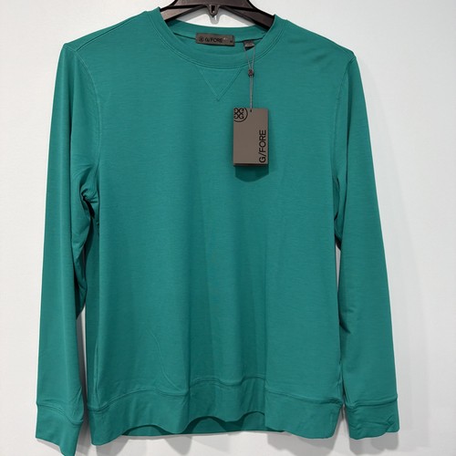 G/FORE Men's Luxe Crewneck Mid Layer Golf Pullover Emerald Green Medium ...