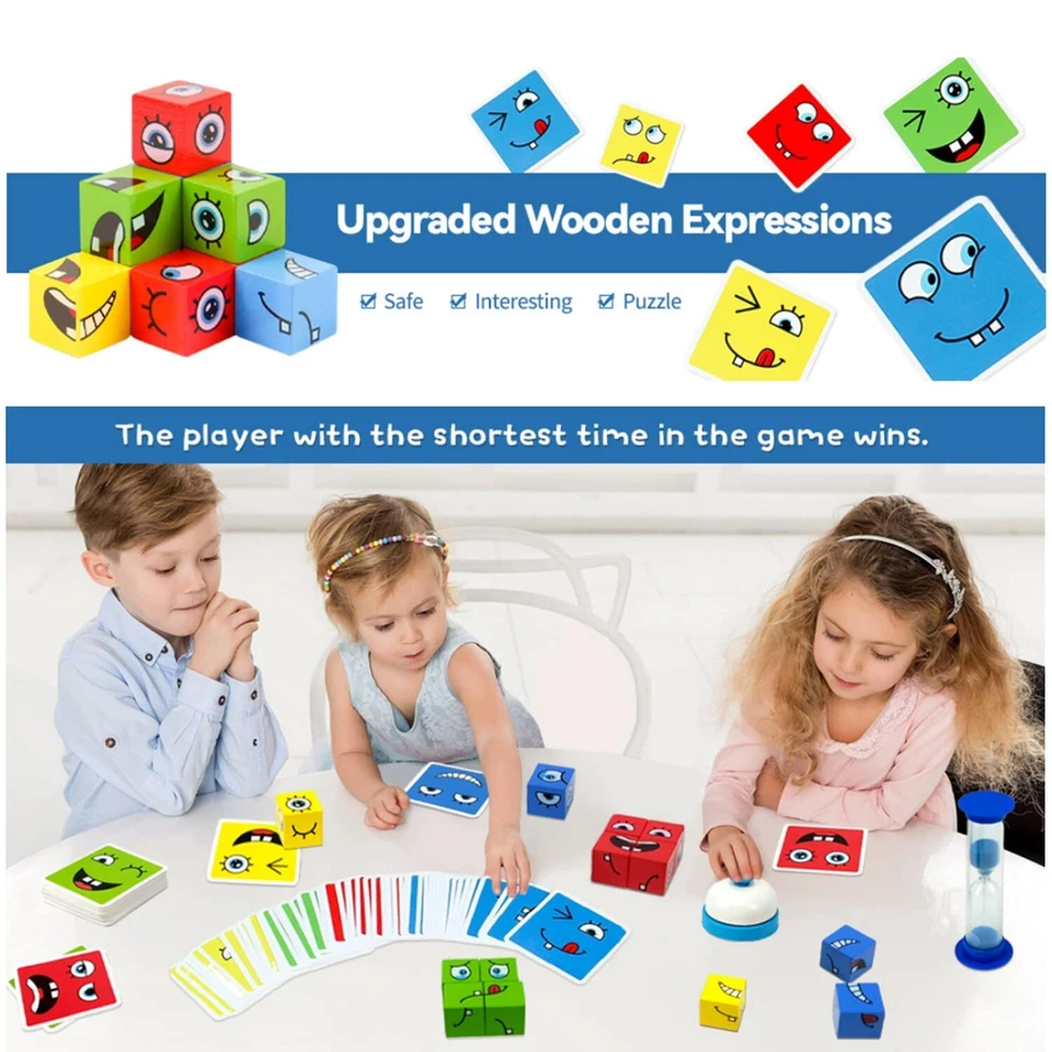 Giochi da tavolo Cubo magico Puzzle che cambia viso Building Block espressione - Immagine 3 di 4