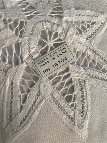 Estate 100% Cotton Embroidered Flower w/w Dinner Napkin 12 pc unused* - Picture 5 of 5