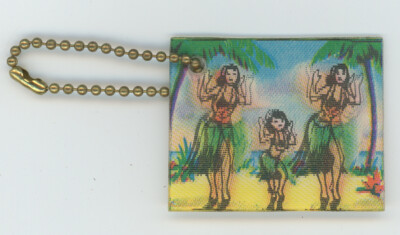 1960's Hawaii Hula Dancers Small VARI-VUE Animation Keychain Aloha from Maui