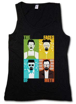 FACES OF METH TANK TOP T-SHIRT Breaking Walter Heisenberg Crystal Cook Bad White