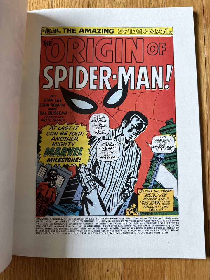 The Amazing Spider-Man Spidey’s Origin Retold 1978 English RARE UNREAD ...