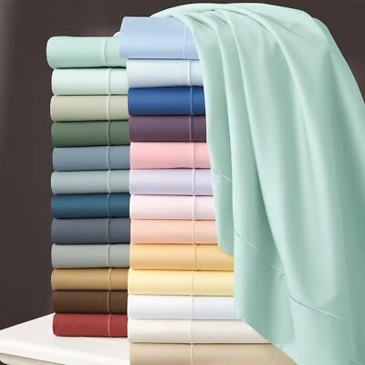 1000TC Egyptian Cotton Fitted Sheet 40 50 60 Cm - Solid Colors Select Size - image 1 of 4