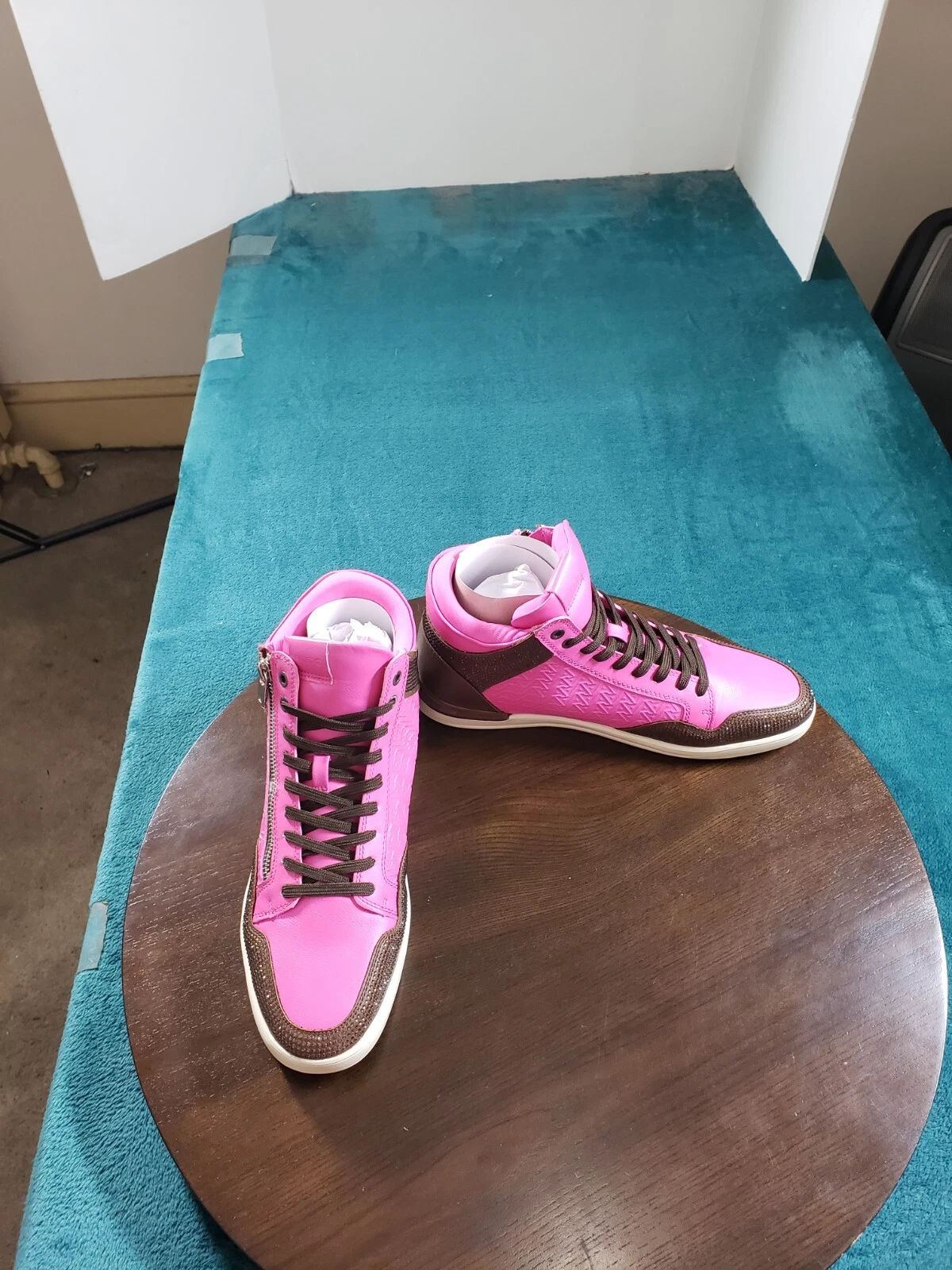 Aldo Shoes Sz 10.5 Mens Pink Sneakers Sauerbergg Zipped Laceup Faux Leather NIB