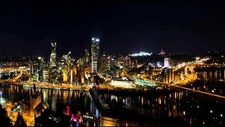 PITTSBURGH SKYLINE AT NIGHT GLOSSY POSTER PICTURE PHOTO penguins steel city 2192
