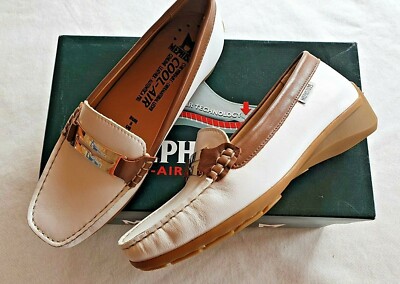 Mocassins Mephisto Norma - Blanc Et Marron - Taille 35,5 (US 5.5) - Cuir - Neufs Avec Boîte