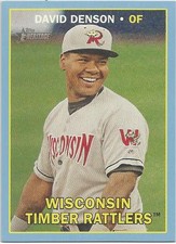 David Denson Milwaukee Brewers 2016 Topps Heritage Minor Blue Border