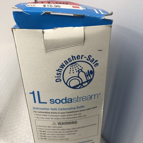 SodaStream 1L Botella de plástico apta para lavavajillas acento azul carbonatado OEM Caja abierta - Imagen 4 de 11