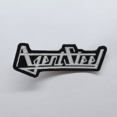 Agent steel Shaped  White Logo EMBROIDERED PATCH