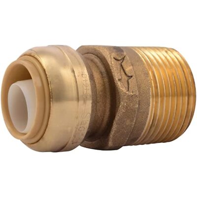 SharkBite 3/4 Inch x 1 Inch MNPT Adapter, Push to Connect Brass Plumbing