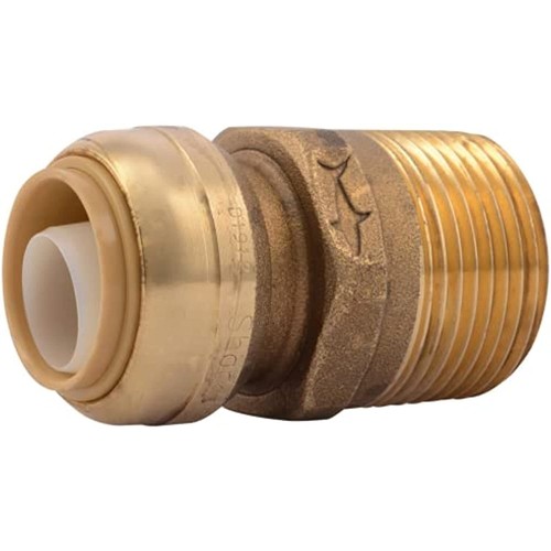 SharkBite 3/4 Inch x 1 Inch MNPT Adapter, Push to Connect Brass Plumbing