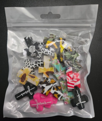 16pcs Cross Jesus Faith Silicone Focal Beads For DIY Crafts Keychain Jewelry....