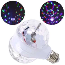 E27 LED 6W RGB Dual Crystal Ball Rotating Stage Light Bulbs Party DJ Disco Lamp