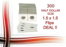 300 Coin Flips 1.5x1.5 For HALF DOLLARS Quality High Quality Cardboard Holders