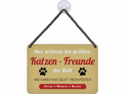 Kulthänger Blechschild Hier wohnen Katzen-Freunde KH011