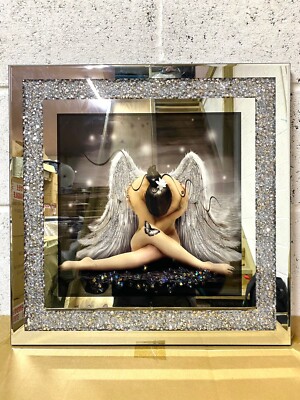 Crushed Diamond Engel Bild Flügel Liquid Art 3D wandhängend 50x50 cm