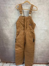 Vintage Dickies Mens Distressed Insulated Double Knee Overalls Duck Brown Sz SR