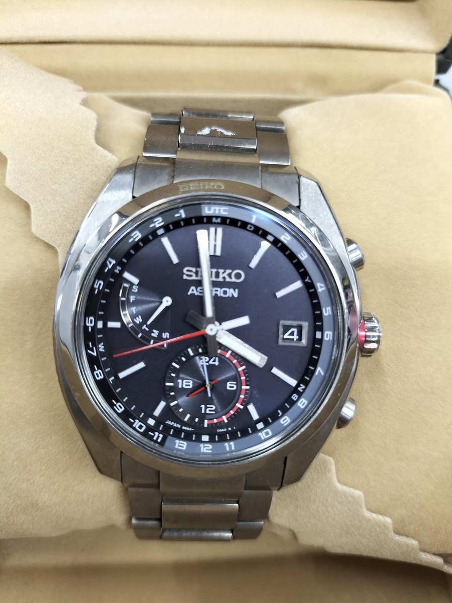 SEIKO Astron　GPS 8B63 0BA0 Seiko Astron 8B63-0BA0 GPS Day Date Black Slv Round Solar