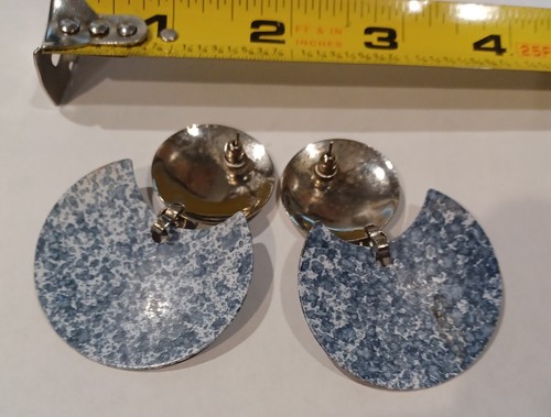 VTG 80/90's MODERNIST LARGE FRONT EARRINGS POST PIERCED - Picture 3 of 4
