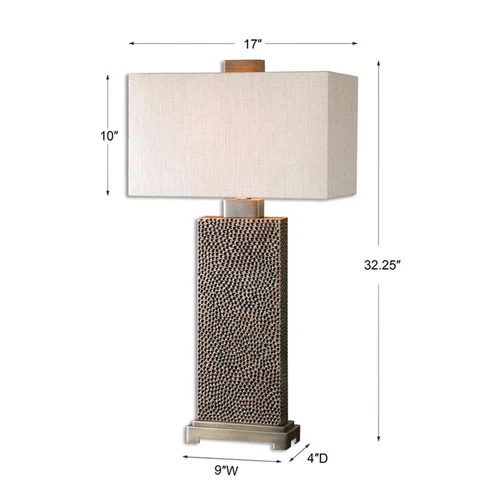 Uttermost Canfield Metal Resin Fabric Table Lamp in Coffee Bronze/Beige/Brown - Picture 3 of 3