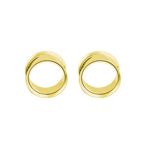 Pair of Surgical Steel PVD Gold Double Flare Ear Tunnels Earlets Gauges Plugs - Picture 74 of 109