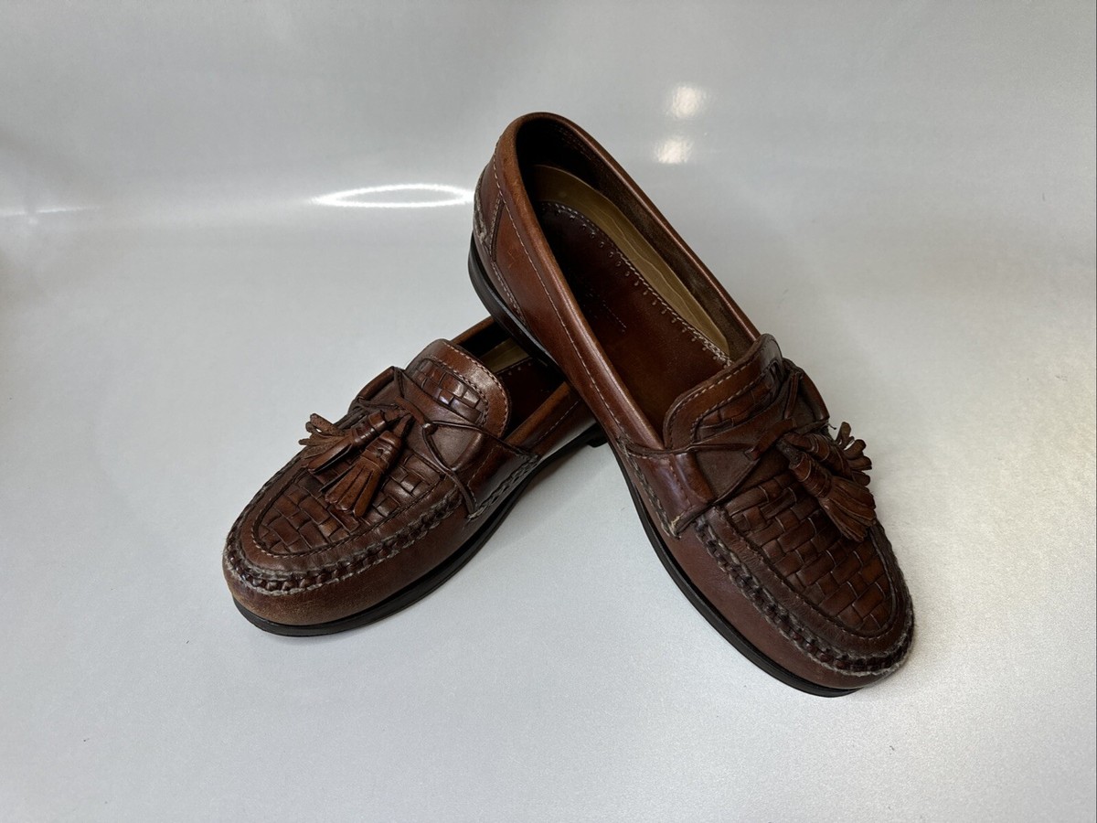 Johnston & Murphy Passport Brown Leather Tasseled Woven 