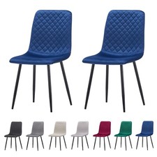Set of 2 Dining Chairs Velvet Seat with Metal Legs Kitchen Office Living Room
