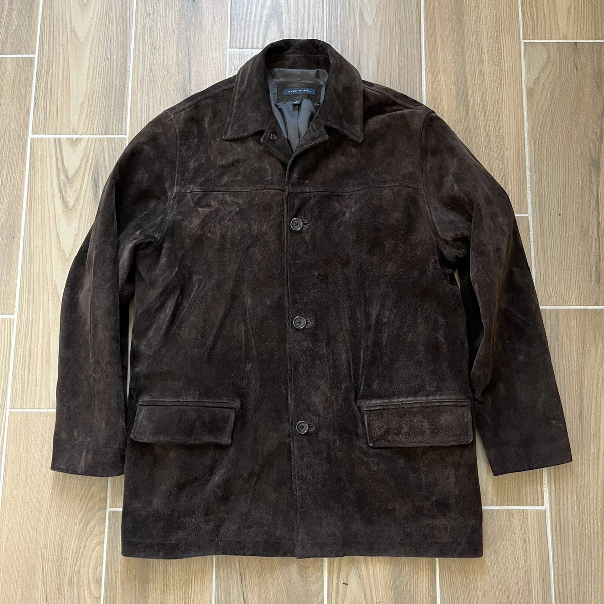 BANANA REPUBLIC Suede Jacket Men s SIZE LARGE Brown Chocolate Leather Coat