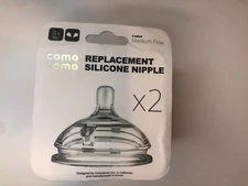 Como Tomo Silicone Replacement Bottle Nipple 2 Pack Medium Flow 2 Hole 3+ Months