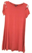 Lulu's Women's Orange Red Short Sleeve Cold Lace Up Shoulder Mini Dress siz S VK