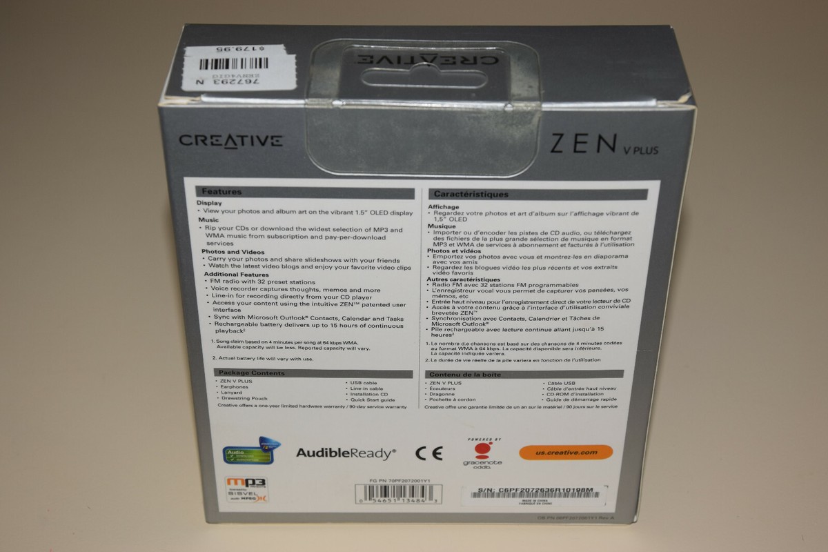 Creative ZEN V Plus Black/Blue 4GB Digital Media MP3 Player Rare
