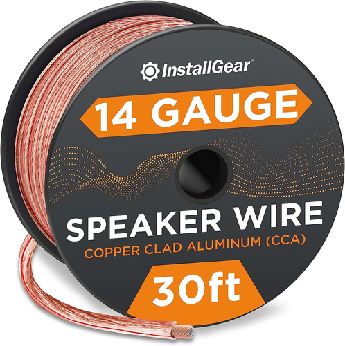 InstallGear 14 Gauge Wire AWG Speaker Wire (30ft - Clear) - Speaker Cable for Ca