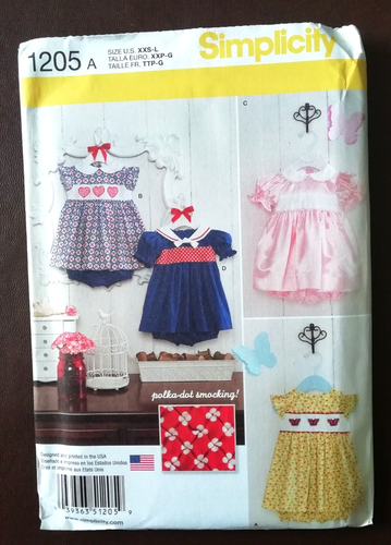 SIMPLICITY 1205 - Babies Dress & Panties pattern (US SizesXXS-L) - Picture 7 of 7